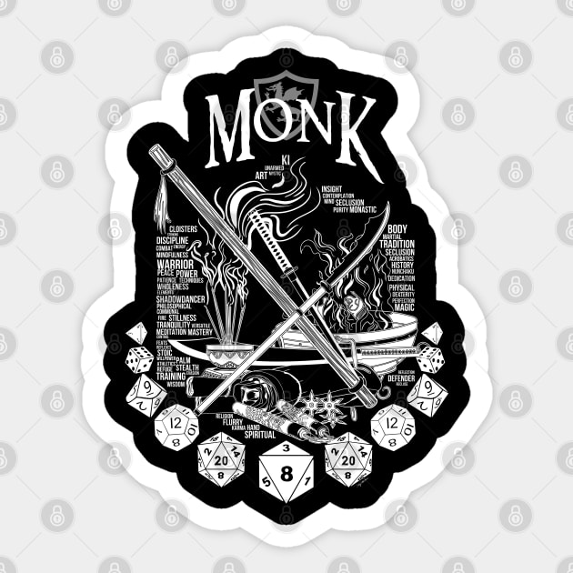 RPG Class Series: Monk - White Version Sticker by Milmino
